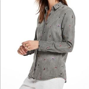Scotch&Soda Black denim like embroidered shirt